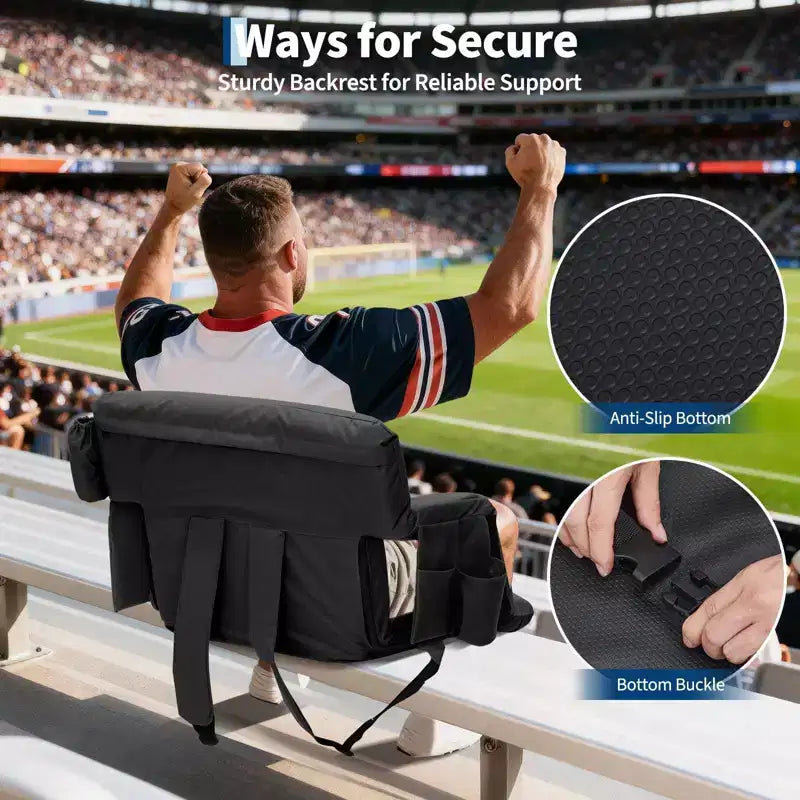 Sièges de stade avec dossier et coussin rembourré – Chaise de gradins extra-large de 62,2 cm – Sièges de football inclinables – 6 angles réglables