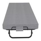 Lit pliant portable Zeus & Ruta avec matelas en mousse à mémoire de forme, roulettes verrouillables et housse en lin respirant pour adultes
