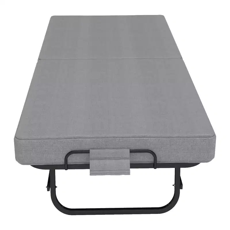 Lit pliant portable Zeus & Ruta avec matelas en mousse à mémoire de forme, roulettes verrouillables et housse en lin respirant pour adultes