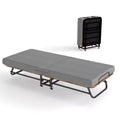 Zeus & Ruta Portable Foldable Bed with Memory Foam Mattress, Metal Frame & Locking Wheels