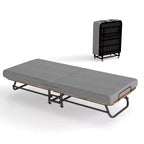 Zeus & Ruta Portable Foldable Bed with Memory Foam Mattress, Metal Frame & Locking Wheels