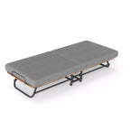 Lit pliable portable Zeus & Ruta avec matelas en mousse à mémoire de forme, cadre en métal et roues verrouillables