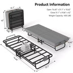 Lit pliable portable Zeus & Ruta avec matelas en mousse à mémoire de forme, cadre en métal et roues verrouillables