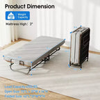Lit pliable portable Zeus & Ruta avec matelas en mousse à mémoire de forme, cadre en métal et roues verrouillables