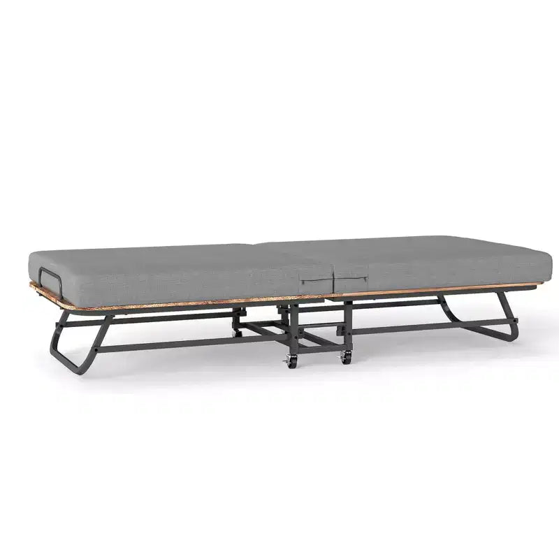 Lit pliable portable Zeus & Ruta avec matelas en mousse à mémoire de forme, cadre en métal et roues verrouillables