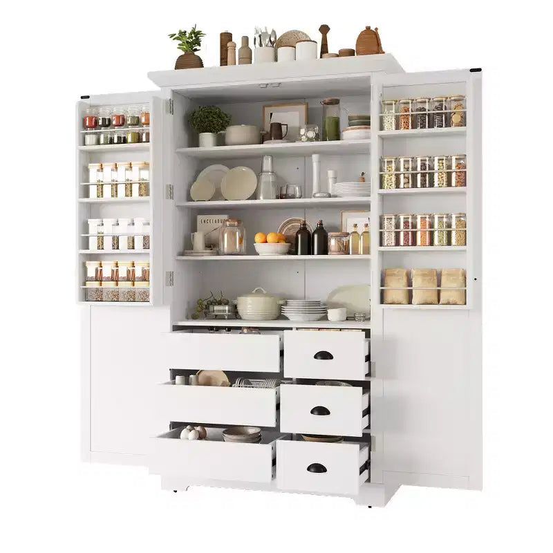 Garde-manger Zeus & Ruta 72 autoportant avec tiroirs, étagères de porte, étagères réglables et plateaux coulissants