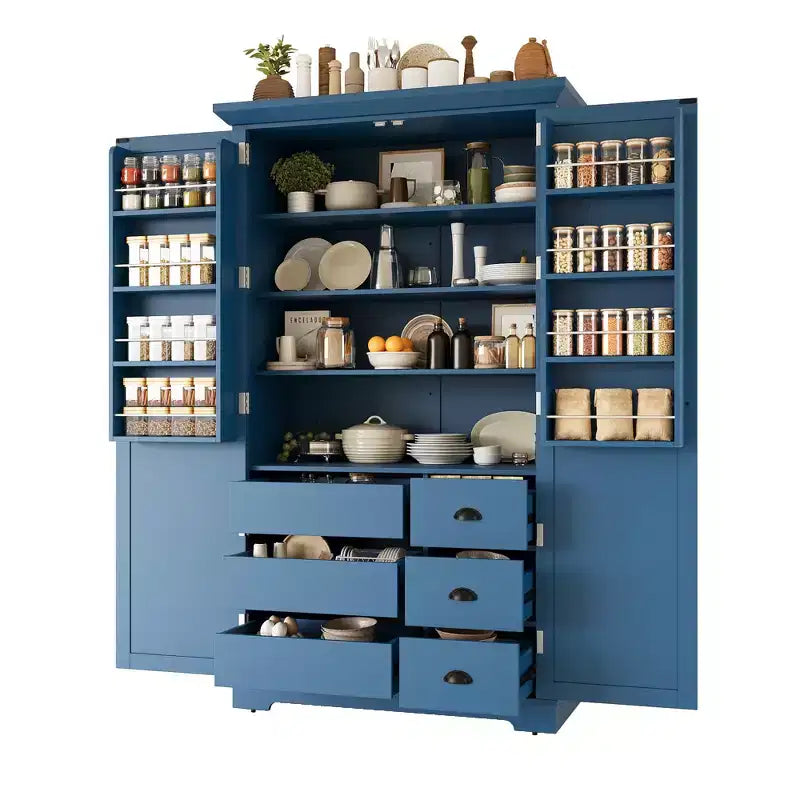 Garde-manger Zeus & Ruta 72 autoportant avec tiroirs, étagères de porte, étagères réglables et plateaux coulissants