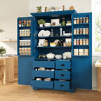 Zeus & Ruta 72 Freestanding Kitchen Pantry Cabinet with Drawers, Door Shelves, Adjustable Shelves & Pull-Out Trays