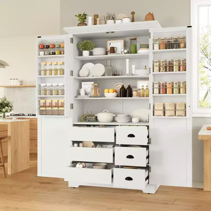 Garde-manger Zeus & Ruta 72 autoportant avec tiroirs, étagères de porte, étagères réglables et plateaux coulissants