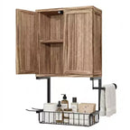 Dcolora Farmhouse Wall Cabinet with 2 Doors, Adjustable Shelves & TP Holder