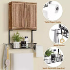 Armoire murale Dcolora de style campagnard avec 2 portes, étagères réglables et porte-papier toilette