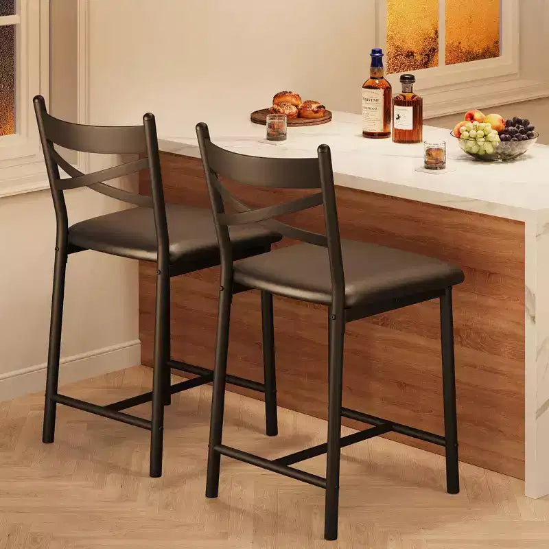 Lot de 4 tabourets de comptoir de 66 cm de haut, chaises rembourrées avec dossier et coussin épais, tabourets de bar modernes pour îlot de cuisine et salle à manger