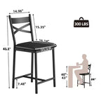 Lot de 4 tabourets de comptoir de 66 cm de haut, chaises rembourrées avec dossier et coussin épais, tabourets de bar modernes pour îlot de cuisine et salle à manger