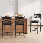 Lot de 4 tabourets de comptoir de 66 cm de haut, chaises rembourrées avec dossier et coussin épais, tabourets de bar modernes pour îlot de cuisine et salle à manger