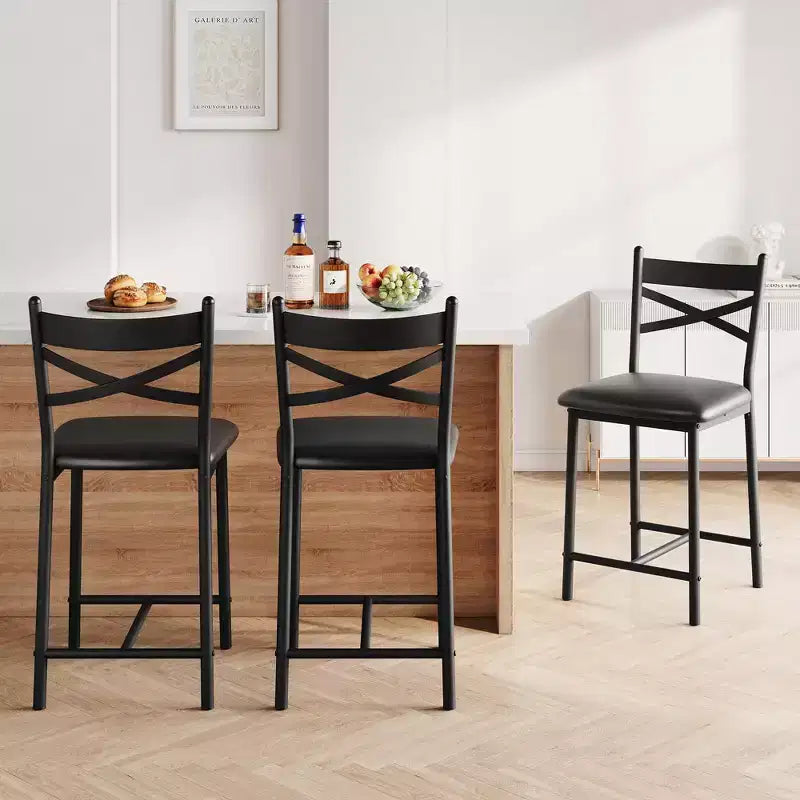Lot de 4 tabourets de comptoir de 66 cm de haut, chaises rembourrées avec dossier et coussin épais, tabourets de bar modernes pour îlot de cuisine et salle à manger