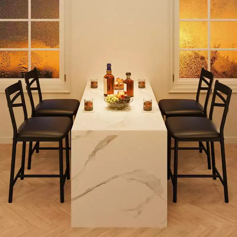 Lot de 4 tabourets de comptoir de 66 cm de haut, chaises rembourrées avec dossier et coussin épais, tabourets de bar modernes pour îlot de cuisine et salle à manger