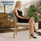 Chaises de salle à manger en rotin (lot de 2), chaises de cuisine de style campagne française avec pieds en bois, chaises d'appoint ergonomiques de style Mid-Century