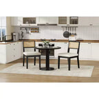 Chaises de salle à manger en rotin (lot de 2), chaises de cuisine de style campagne française avec pieds en bois, chaises d'appoint ergonomiques de style Mid-Century