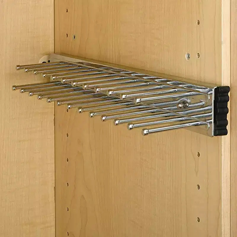 Rev-A-Shelf Coulissant 14 Pouces Monté Latéralement Support de Rangement Extensible pour Cravates et Ceintures, pour jusqu'à 25 Cravates, Chrome, TRC-14CR