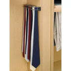 Rev-A-Shelf Coulissant 14 Pouces Monté Latéralement Support de Rangement Extensible pour Cravates et Ceintures, pour jusqu'à 25 Cravates, Chrome, TRC-14CR
