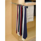 Rev-A-Shelf Coulissant 14 Pouces Monté Latéralement Support de Rangement Extensible pour Cravates et Ceintures, pour jusqu'à 25 Cravates, Chrome, TRC-14CR