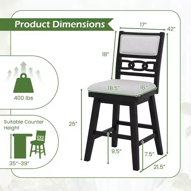 Costway Lot de 2/4 tabourets de bar pivotants de 63,5 cm avec dossier creux rembourré