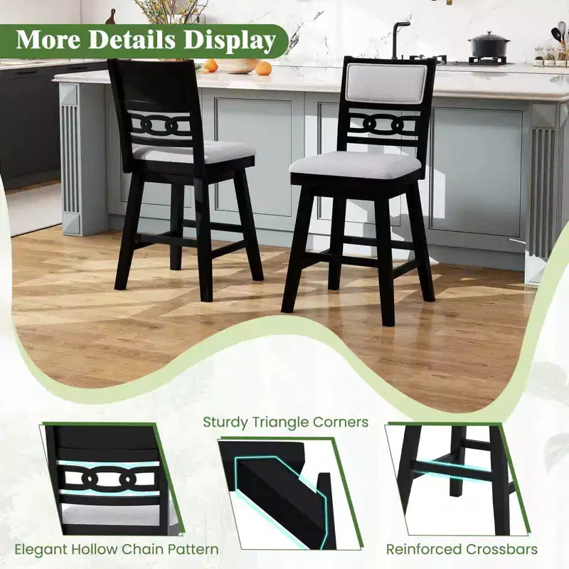 Costway Lot de 2/4 tabourets de bar pivotants de 63,5 cm avec dossier creux rembourré
