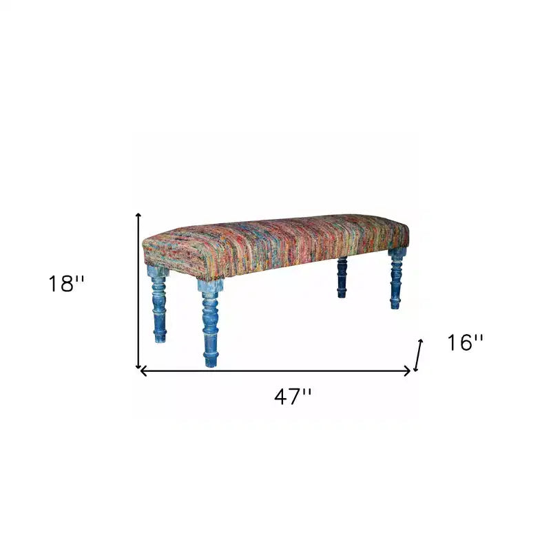 Banc rembourré HomeRoots 47 Rainbow Stripe Blue Leg