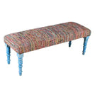 Banc rembourré HomeRoots 47 Rainbow Stripe Blue Leg