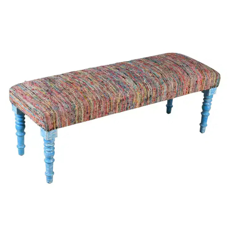 Banc rembourré HomeRoots 47 Rainbow Stripe Blue Leg