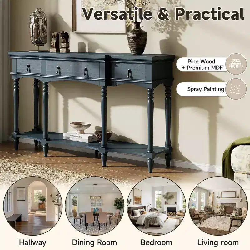 Christopher Knight Home Zippy – Console traditionnelle avec 3 tiroirs et 1 étagère inférieure