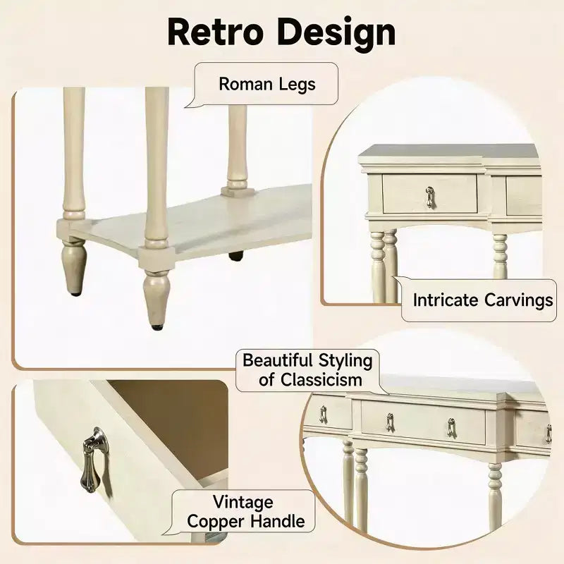 Christopher Knight Home Zippy – Console traditionnelle avec 3 tiroirs et 1 étagère inférieure