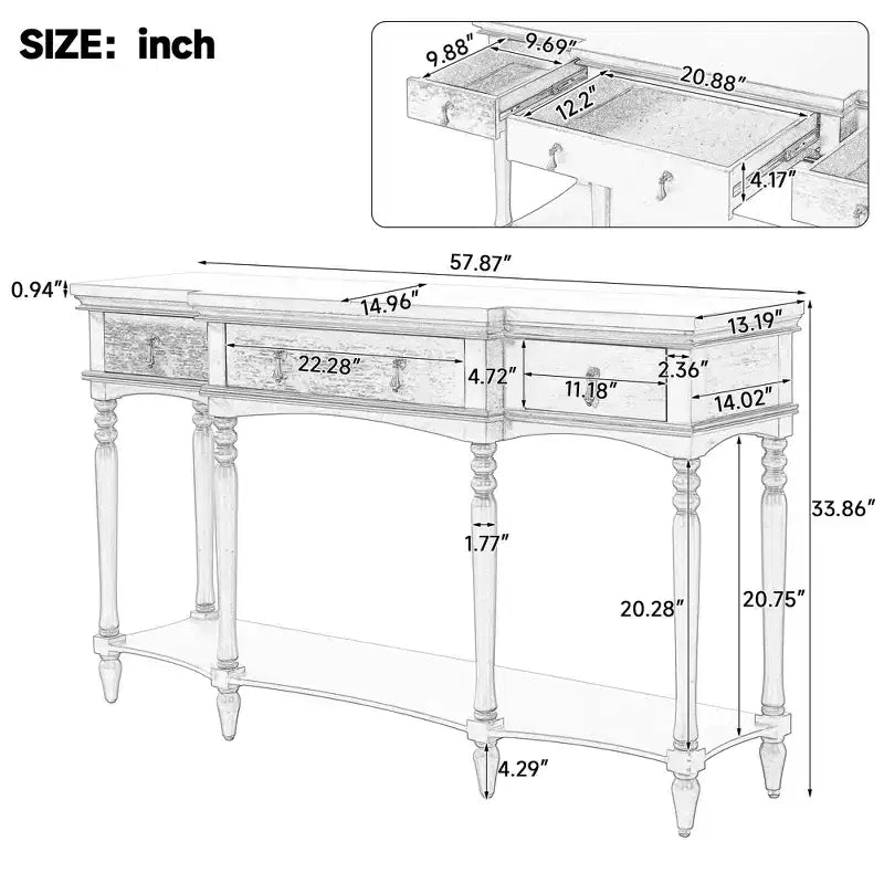 Christopher Knight Home Zippy – Console traditionnelle avec 3 tiroirs et 1 étagère inférieure