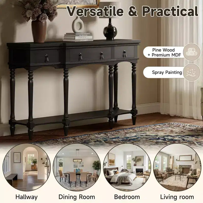 Christopher Knight Home Zippy – Console traditionnelle avec 3 tiroirs et 1 étagère inférieure