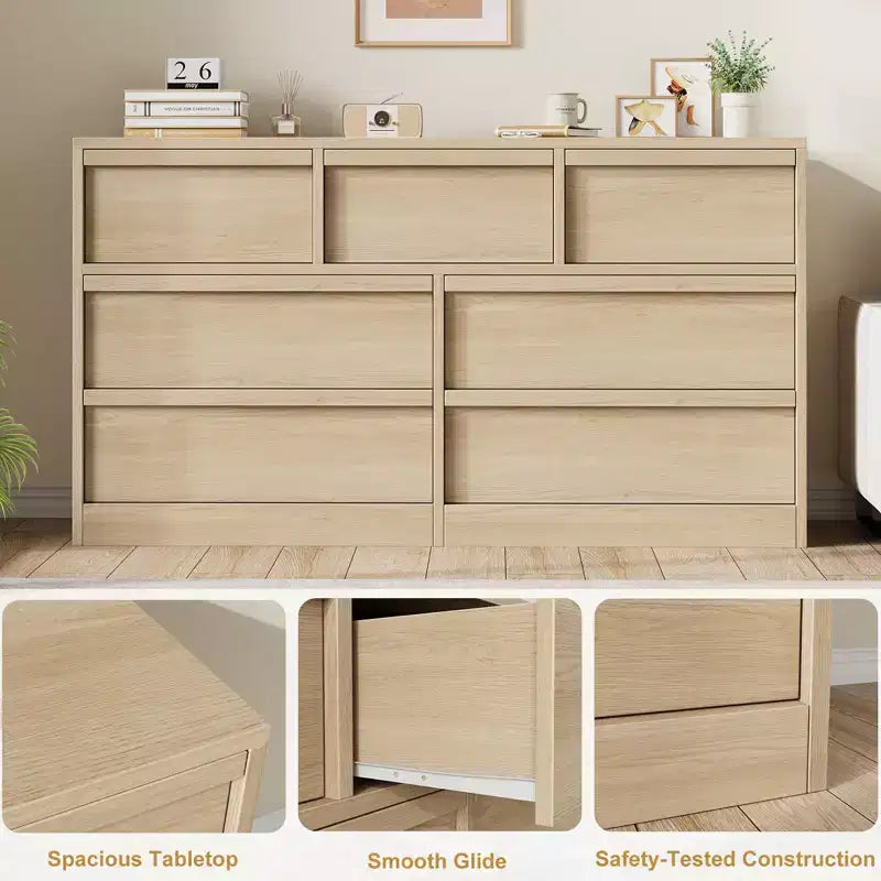 Commode à 3 tiroirs pour chambre à coucher, Armoire de rangement pour vêtements, Organiseur de commode pour placard, salon, couloir, entrée, Rangement vertical, Naturel