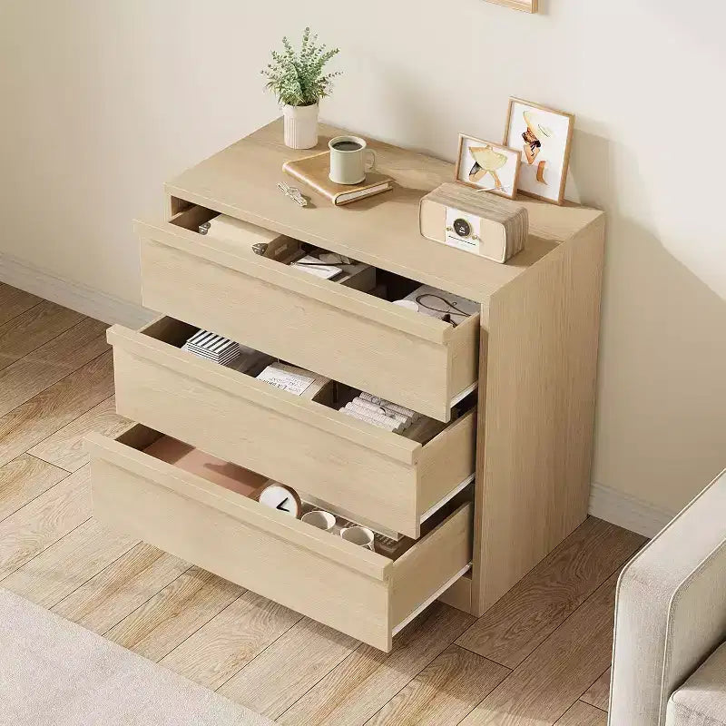 Commode à 3 tiroirs pour chambre à coucher, Armoire de rangement pour vêtements, Organiseur de commode pour placard, salon, couloir, entrée, Rangement vertical, Naturel