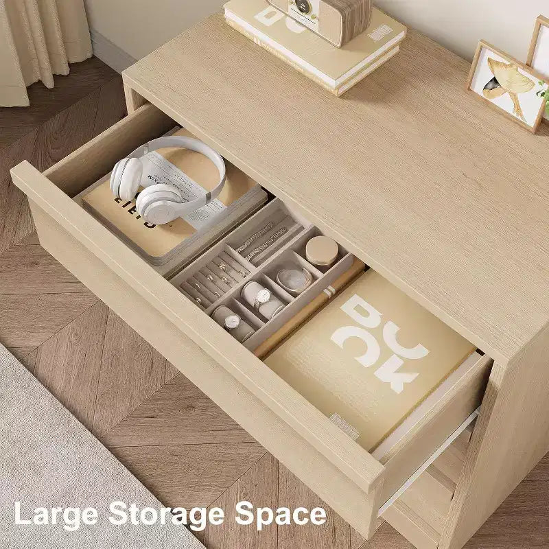 Commode à 3 tiroirs pour chambre à coucher, Armoire de rangement pour vêtements, Organiseur de commode pour placard, salon, couloir, entrée, Rangement vertical, Naturel