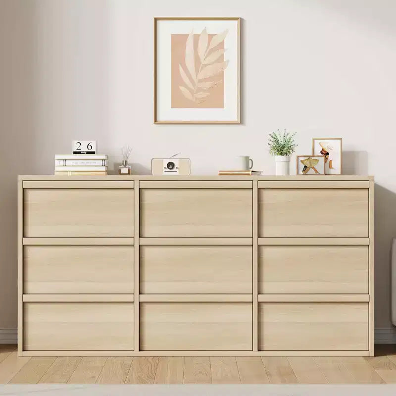 Commode à 3 tiroirs pour chambre à coucher, Armoire de rangement pour vêtements, Organiseur de commode pour placard, salon, couloir, entrée, Rangement vertical, Naturel