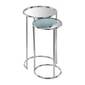 HomeRoots 22 Silver Aluminum Round Mirrored End Table