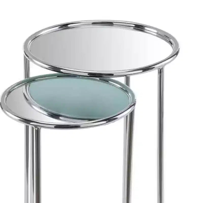 Table d'appoint ronde HomeRoots 22 en aluminium argenté avec miroir