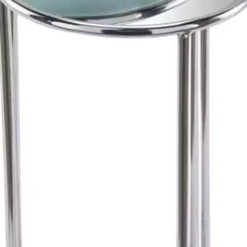 Table d'appoint ronde HomeRoots 22 en aluminium argenté avec miroir