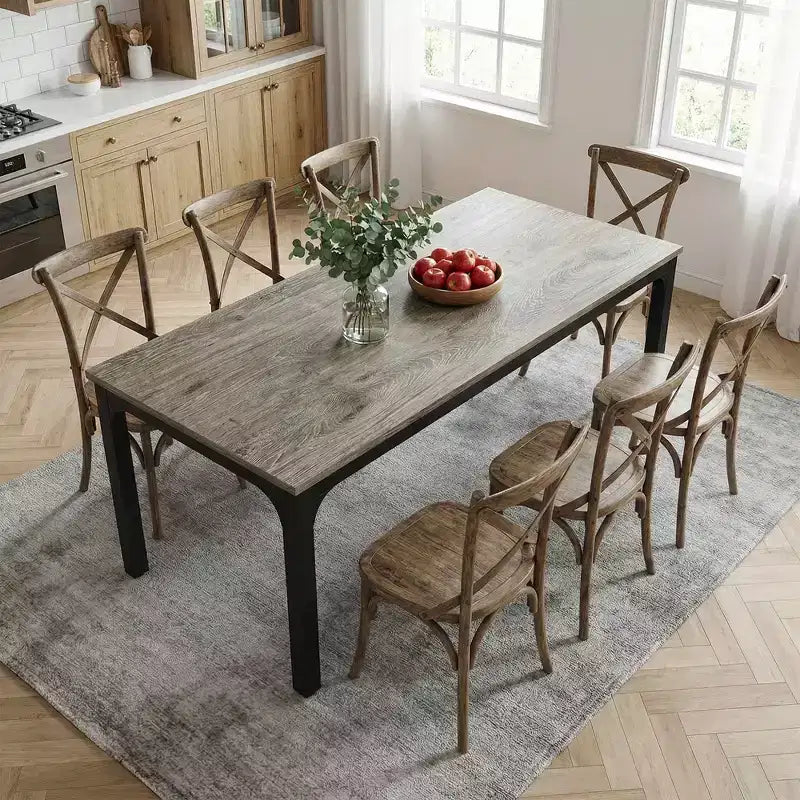 MAYEERTY 78.7 6-8 Person Rustic Dining Table, Waterproof Scratch Resistant Modern Kitchen & Office Table