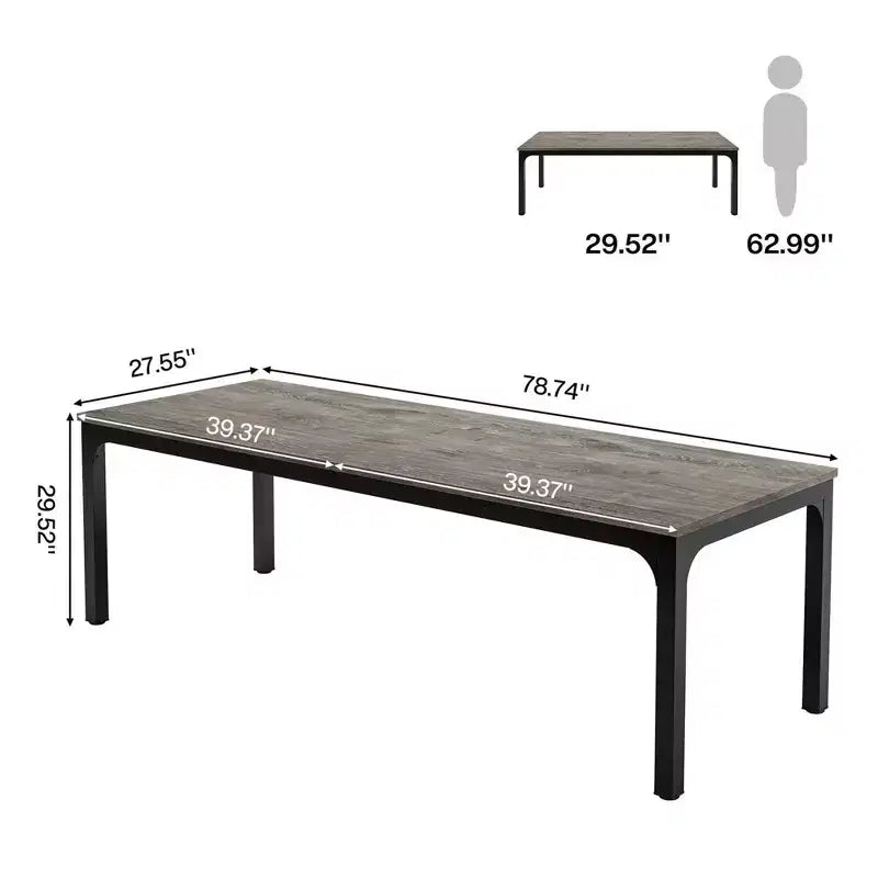 MAYEERTY 78.7 Table de salle à manger rustique 6-8 personnes, Table de cuisine et de bureau moderne résistante aux rayures et imperméable