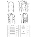 Arche de jardin en métal noir très résistante de 2,40 m avec portillon - Treillis pour rosiers grimpants, vignes et fleurs - Clôture décorative extérieure pour patio, pelouse et jardin