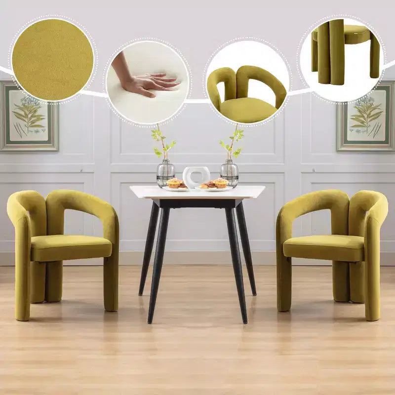 Lot de 2 fauteuils d'appoint, fauteuil club en velours pour cuisine, salon, chambre à coucher - ModernLuxe
