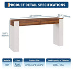Console étroite de 160 cm avec 2 tiroirs, Table de canapé d'entrée avec rangement, Meuble d'appoint fin pour couloir de salon