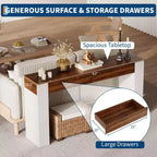 Console étroite de 160 cm avec 2 tiroirs, Table de canapé d'entrée avec rangement, Meuble d'appoint fin pour couloir de salon