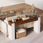 Console étroite de 160 cm avec 2 tiroirs, Table de canapé d'entrée avec rangement, Meuble d'appoint fin pour couloir de salon