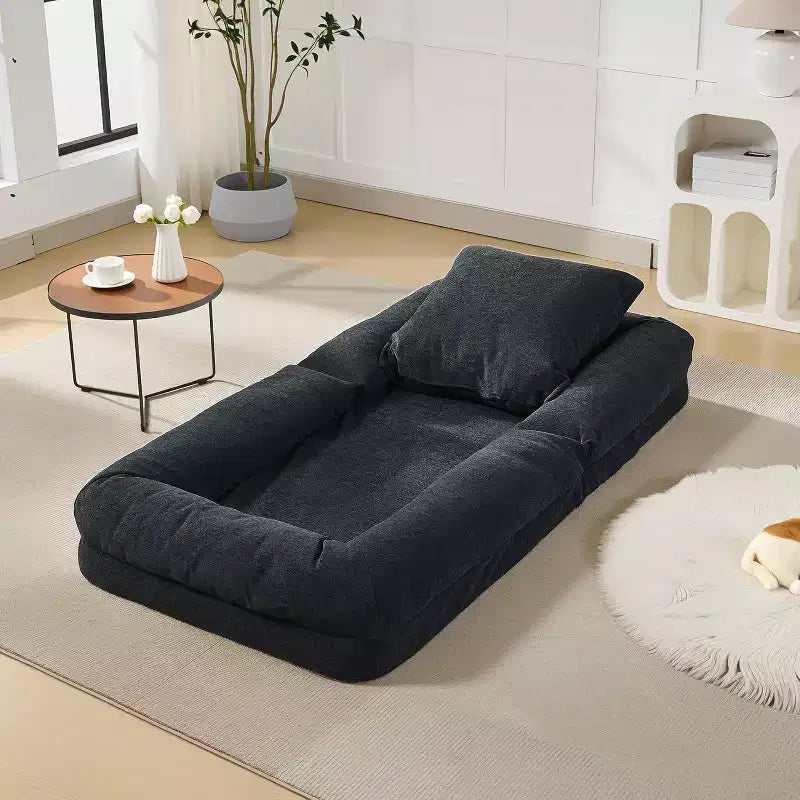 Lit convertible pour chien et humain, canapé paresseux avec dossier réglable 5 positions, fauteuil poire, grand lit pour animaux de compagnie avec cadre en métal, pour salon