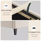 Cadre de lit plateforme rembourré avec tête de lit en tissu réglable Lattes en bois robustes, sans bruit, assemblage facile, aucun sommier tapissier requis